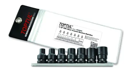 Набор насадок 1/2" (однотипные), 7 шт, профиль: e-torx, размер ключа для гнезда E-TORX: E10, E12, E14, E16, E18, E20, E24, для откручивания/для затяжки Toptul GDAG0701