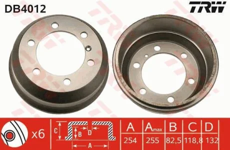 - Гальмівний барабан TRW DB4012
