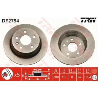 Диск гальмівний (1 шт.) MERCEDES V200/V220/V230/V280/Vito 108/Vito 110/Vito 112/Vito 1 ="" TRW DF2794