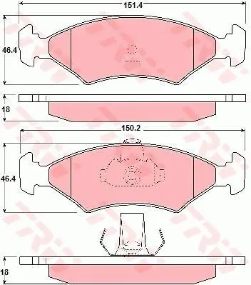 Комплект гальмівних колодок передн, FERRARI MONDIAL FORD COURIER, ESCORT III EXPRESS, ESCORT IV, FIESTA, FIESTA I, FIESTA III, FIESTA IV, PUMA 1.0-3.2 03.81-08.03 TRW GDB1222 (фото 1)