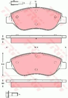 Комплект гальмівних колодок передн, ALFA ROMEO MITO FIAT BRAVO II, STILO LANCIA DELTA III, LYBRA 1.3D-2.4 10.01-10.18 TRW GDB1484