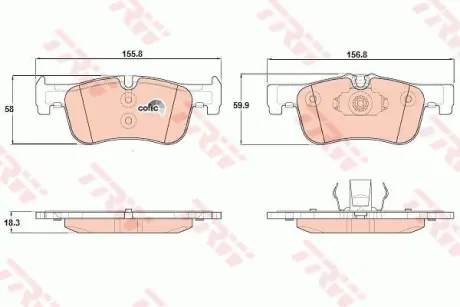 Гальмівні колодки дискові BMW 1(F20) "1,4-1,6 "F "10>> ="" TRW GDB1935