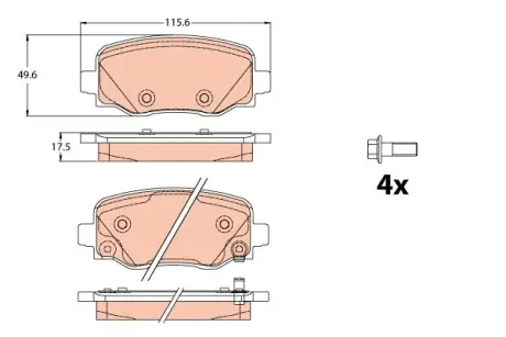 Гальмівні колодки дискові FIAT/JEEP 500X/Renegade "R "14>> ="" TRW GDB2116