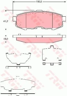 Комплект гальмівних колодок задн, MAZDA MPV II 2.0D/2.3 07.02-02.06 TRW GDB3406
