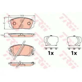 Гальмівні колодки дискові HYUNDAI/KIA I40/Tucson/Stortage "F "15>> ="" TRW GDB3642