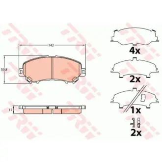 Гальмівні колодки дискові NISSAN/RENAULT X-Trail/Kadjar "F "14>> ="" TRW GDB3648