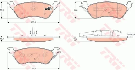 Комплект гальмівних колодок задн, CHRYSLER RAM VAN, VOYAGER IV DODGE CARAVAN JEEP CHEROKEE 2.4-3.8 02.00-07.09 TRW GDB4130