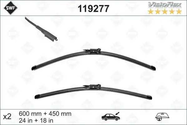 Щетки стеклоочистителя (600/450мм)) BMW 4 (F32/F36/F33/F82/F83) 13- SWF Valeo 119277 (фото 1)