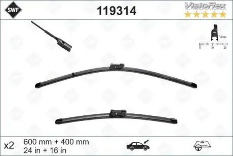 Щітки склоочисника (600/400мм) Skoda Fabia14- SWF Valeo 119314