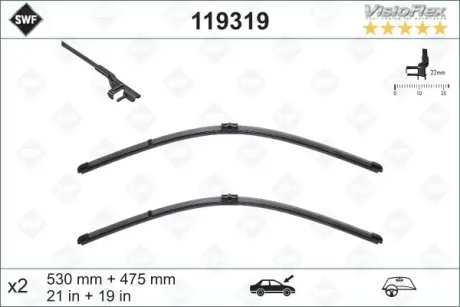 Щітки склоочисника (530/475мм))) VW Golf IV/Bora/Polo 97- SWF  Valeo 119319