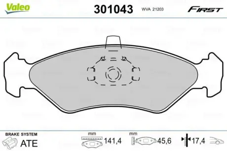 Гальмівні колодки дискові FORD/MAZDA Fiesta/Escort/121 "1,0-1,8 "F "89-08 ="" Valeo 301043