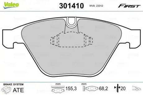 Гальмівні колодки дискові BMW 1/2/3/5/6/7/X1/Z4 "2,0-6,0 "F "01-15 ="" Valeo 301410