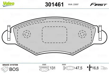 Гальмівні колодки дискові PEUGEOT 206 "1,1-1,9 "F "98>> ="" Valeo 301461