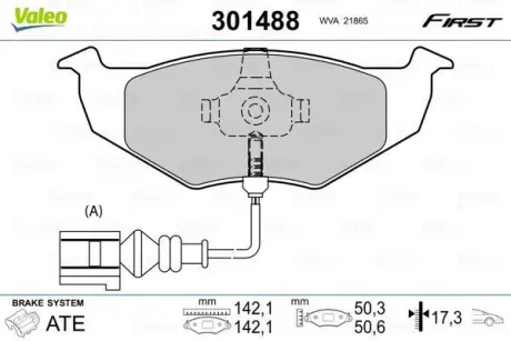 Гальмівні колодки дискові VAG Arosa/Fabia/Fox/Polo "1,0-1,9 "F "94>> ="" Valeo 301488