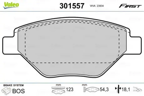 Гальмівні колодки дискові RENAULT Megane "1,4 "F "02>> ="" Valeo 301557
