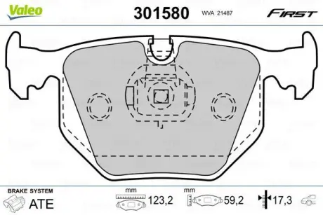 Гальмівні колодки дискові ALPINA/BMW/LANDROVER D3/3/5/7/X3/X5/Z4/Z8/RangeRover "2,0-5,6 "R "90-13 ="" Valeo 301580