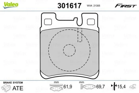 Гальмівні колодки дискові MERCEDES C-Class/CLK/E-Class/S-Class/SL/SLK "2,0-6,0 "R "91-11 ="" Valeo 301617