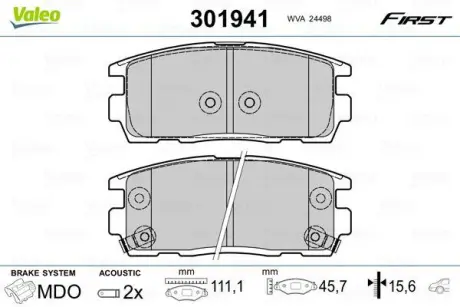 Гальмівні колодки First CHEVROLET/OPEL Captiva/Antara "R "06>> ="" Valeo 301941