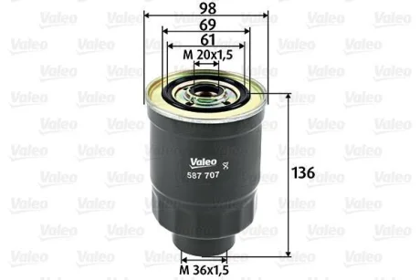 Фільтр паливний ASIA MOTORS/HYUNDAI/SUZUKI Rocsta/Porter/Grand Vitara "1,7-3,1 "80>> ="" Valeo 587707