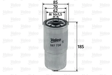 Фільтр паливний FIAT/KIA Punto/Sorento "1,9-2,5 "99-12 ="" Valeo 587736