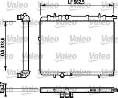 Радіатор двигуна (акпп) CITROEN BERLINGO/MINIVAN, C4, C4 I, XSARA PICASSO PEUGEOT 206, 307 1.1-2.0 09.98- VAL732893 Valeo 732893