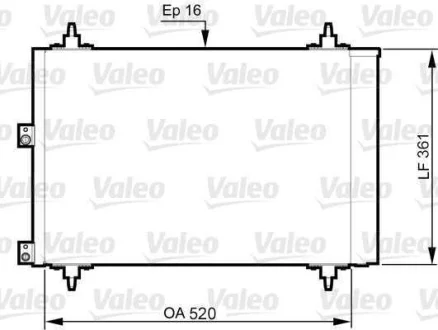 Конденсатор кондиціонера CITROEN BERLINGO, XSARA PICASSO PEUGEOT PARTNER 1.6D 05.04- VAL814080 Valeo 814080
