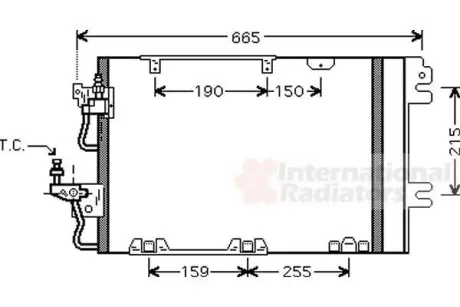 Радіатор кондиціонера (з осушувачем) Opel Astra H/Zafira B 1.6/1.6CNG/2.0 04-15 Van Wezel 37005384