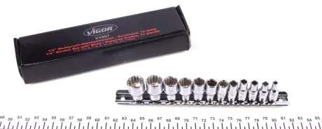 Набір головок SPLINE 1/4" 4-13 мм 12 од. (мультипрофіль, хромовані))) VIGOR V1897
