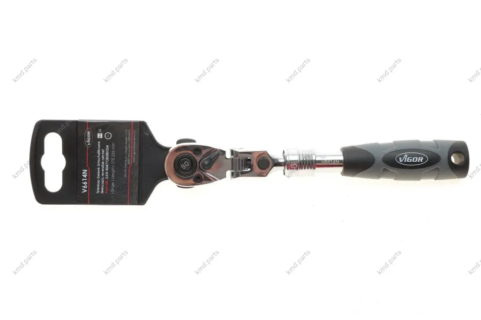 Тріскачка 1/4" телескопічна 90 зубців 175-225 мм VIGOR V6614N (фото 1)