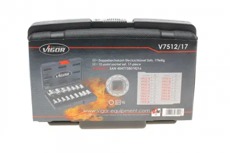 Набір головок 12-гранів 1/2" 10-32 мм 16 од..) VIGOR V7512/17