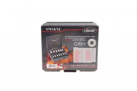 Набір головок 12-гранів 1/4" 4-14 мм 13 од..) VIGOR V7514/13