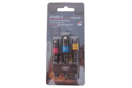 Набір перехідників для шуруповерта M6x1/2"-1/4"-3/8" 3 од... VIGOR V7603/3