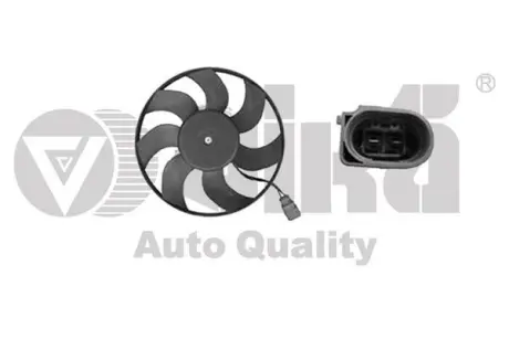 Вентилятор радіатора 150W (правий) Skoda Fabia (06-14),Octavia (04-13)/VW Golf (97-14), Caddy (04-20) 295мм Vika 99590332401