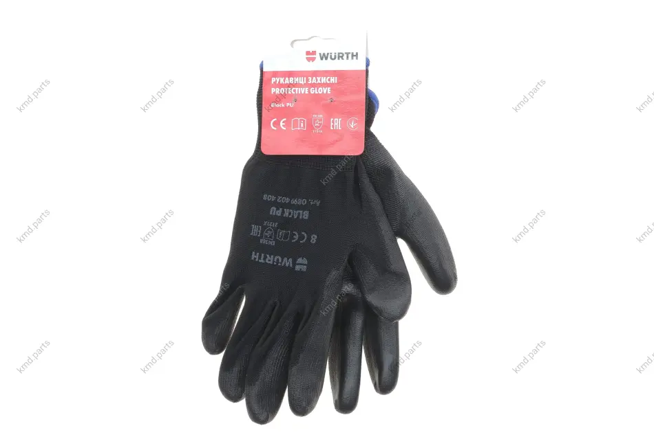 Рукавиці захисні Black PU, пара, розмір 8 (арт. 08) WURTH 0899402408 (фото 1)