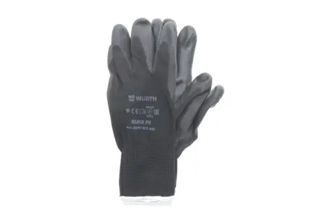 Перчатки защитные Black PU, полиэстер, покрытие полиуретан, пара, р.9, RED LINE WURTH 0899402409
