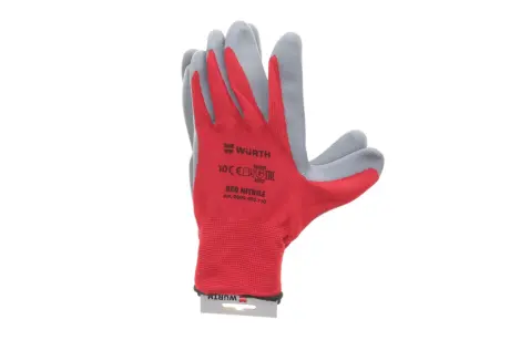 Перчатки защитные RED NITRILE, полиэстер, покрытие нитрил, пара, р.10, RED LINE WURTH 0899403110