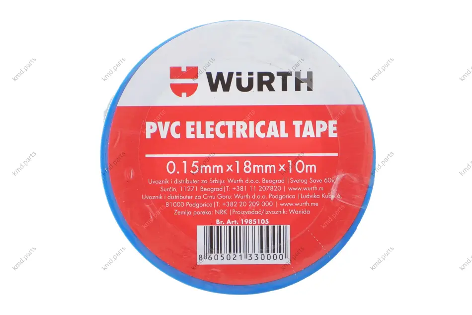 Ізоляційна стрічка PVC синя 18мм/10м. WURTH 1985105 (фото 1)