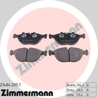 Колодки гальмівні дискові, комплект ZIMMERMANN 214842051