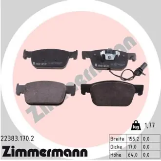 Колодки гальмівні дискові комплект ZIMMERMANN 223831702