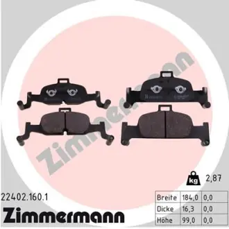 Колодки гальмівні (передні) Audi A4/A5/A6/A7/Q5 15- (Ate-Teves) ZIMMERMANN 22402.160.1