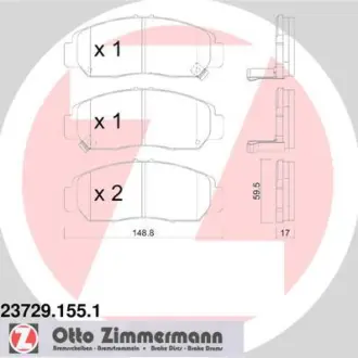 Колодки гальмівні дискові, комплект ZIMMERMANN 237291551