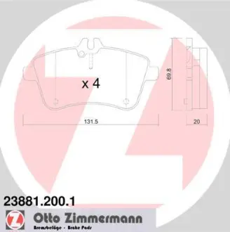 Колодки гальмівні дискові, к-кт ZIMMERMANN 238812001