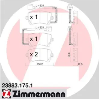 Колодки гальмівні дискові комплект ZIMMERMANN 238831751