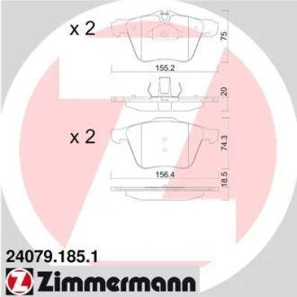 Колодки гальмівні дискові, комплект ZIMMERMANN 240791851