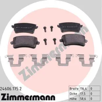 Колодки гальмівні (задні) Audi A4/A5/Q5 07- (LUCAS-GIRLING) ZIMMERMANN 24606.175.2