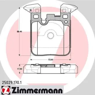 Колодки гальмівні дискові комплект ZIMMERMANN 250291701