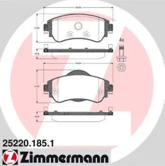 Колодки гальмівні дискові ZIMMERMANN 25220.185.1