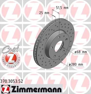 Диск гальмівний ZIMMERMANN 370.3053.52