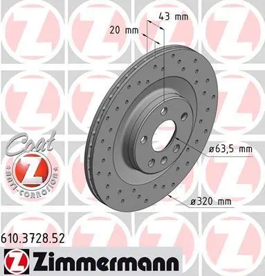 Диск гальмівний SPORT Z ZIMMERMANN 610372852 (фото 1)